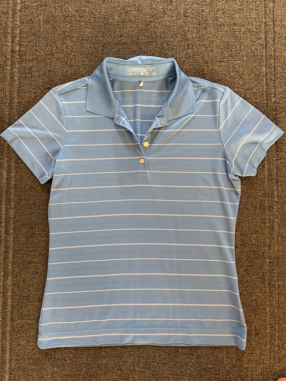 Nike Golf Dri-Fit Light Blue and White Striped Polo - Size S